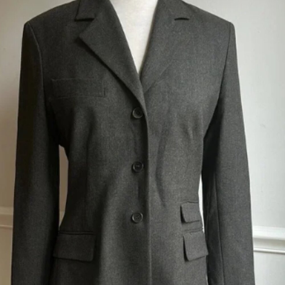 Theory Alexa Classic wool Blend Women's Blazer 3 Button Brownish Gray Large NWT
